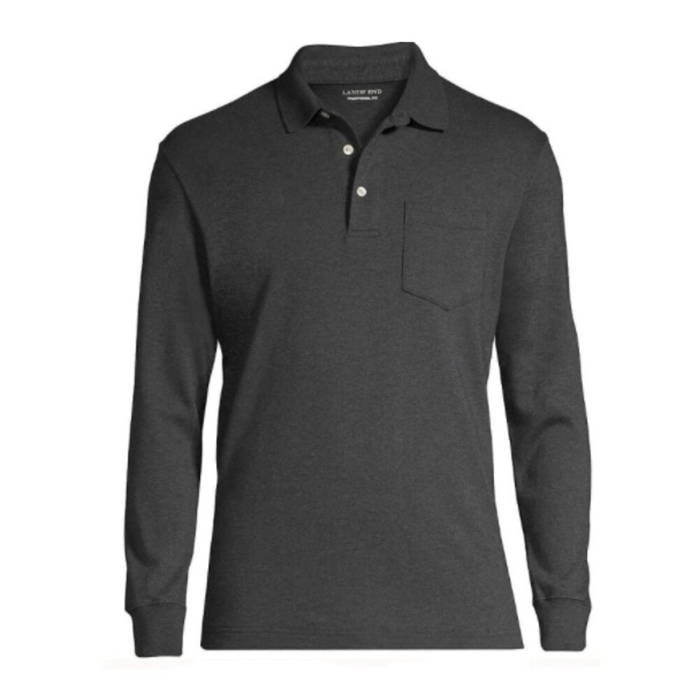 Lands' End - Men's L/ST Cotton Polo w/ Pocket; 3XL Big 54-56 Traditional Fit